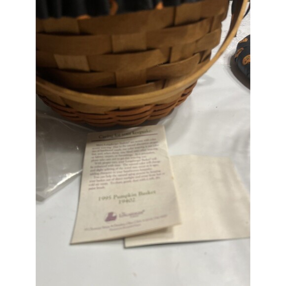 Longaberger Pumpkin Fall Stem Lid Basket Jack O' Lantern Liner Protector Combo - Picture 10 of 15
